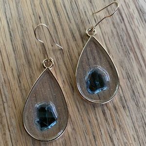 Handcrafted metal and resin earrings with Seaglass